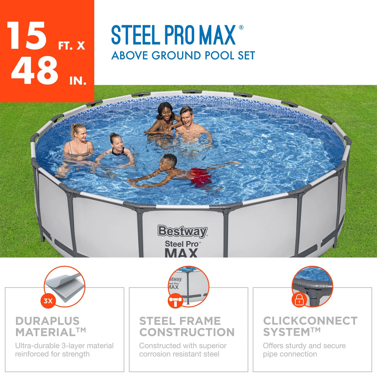 15' x 42 Round Above Ground Swimming Pool Set O525