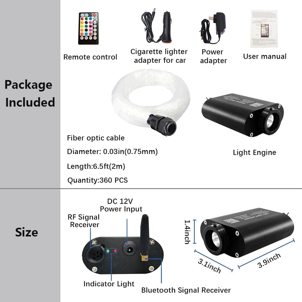 16W RGBW LED Fiber Optic Star Ceiling Light Kit 420pcs O982