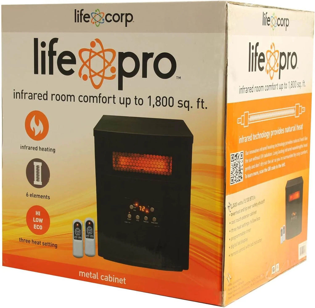 1500W Portable Electric Infrared Quartz Space Heater with Remote Control Black 2 Pack F458248