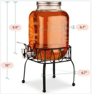Glass Drink Dispenser Set of 2 1 Gallon with Stand K844230