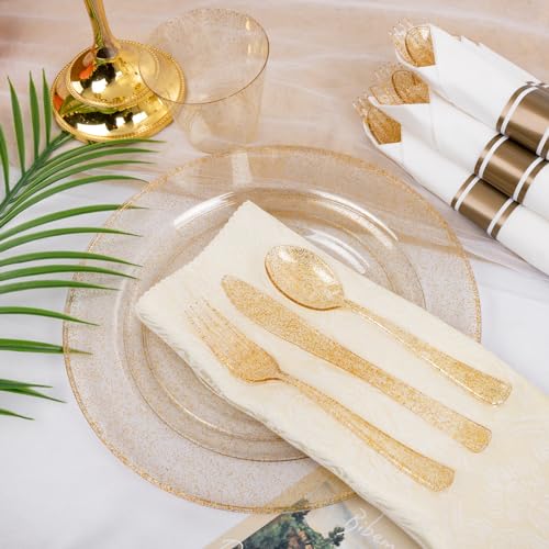 350-Piece Gold Disposable Plates and Cutlery Set O736990