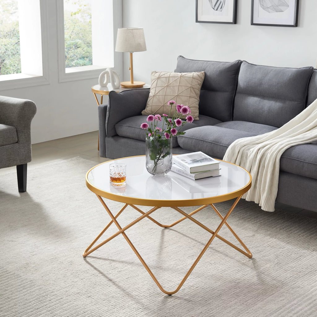 32" Round Glass Coffee Table J800