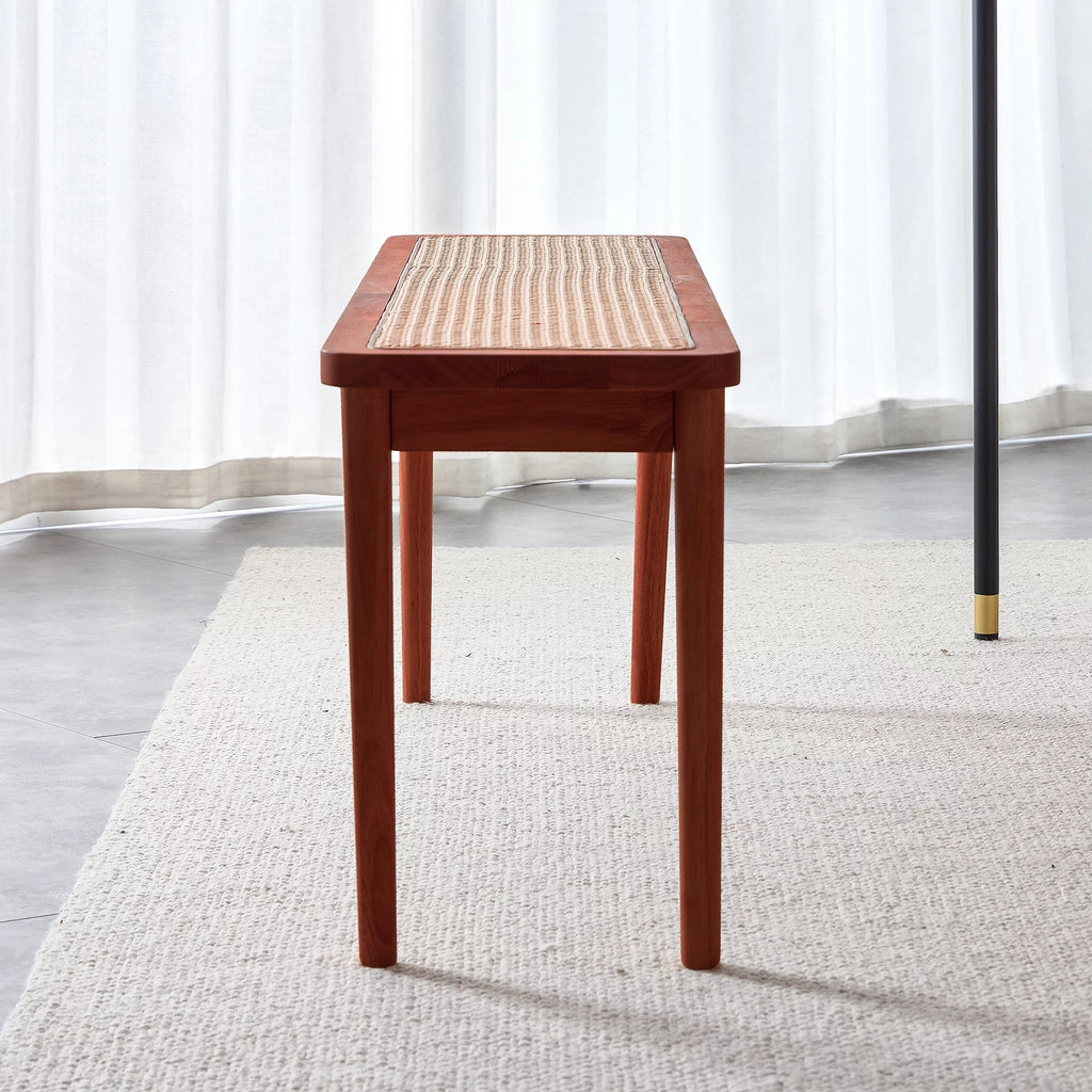 Solid Wood Rattan Woven Bench Q932