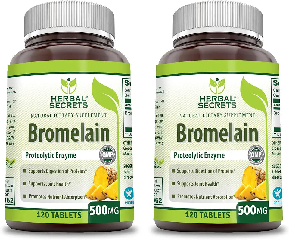 Bromelain 500 Mg 120 Tablets Supplement Pack of 2 K224