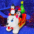 Inflatable Christmas Dog Sledding Decoration with Penguin and Christmas Tree, 5FT V694