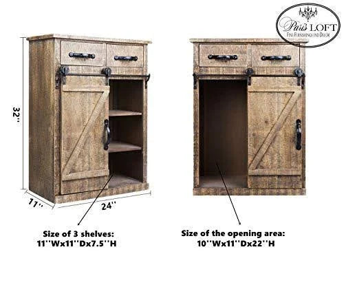 Rustic Wood End Table Console Cabinet Storage Cabinet W576132