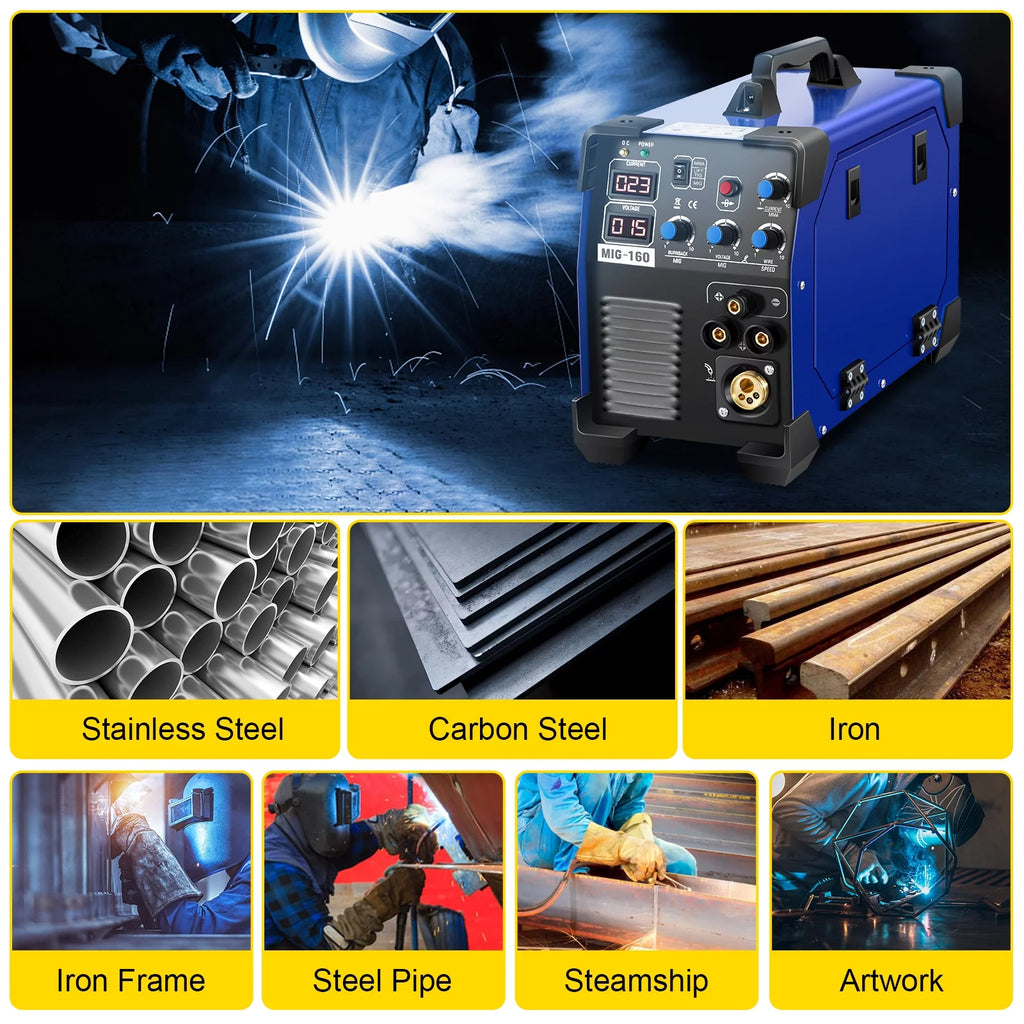 160 Amp 3 in 1 MIG TIG Arc Welder 110V/220V DC Welding Machine S3051
