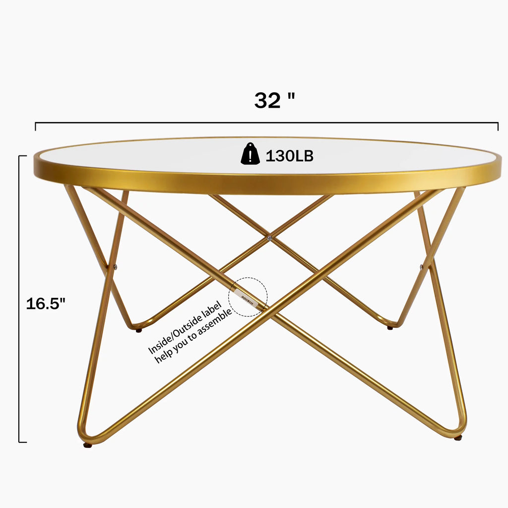 32" Round Glass Coffee Table J800