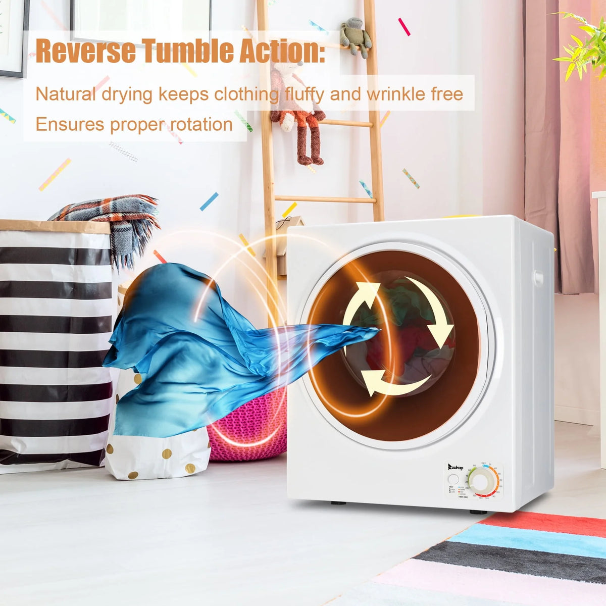 850W 1.6cu ft Front Load Electric Clothes Dryer with Stainless Steel Tub Q258370