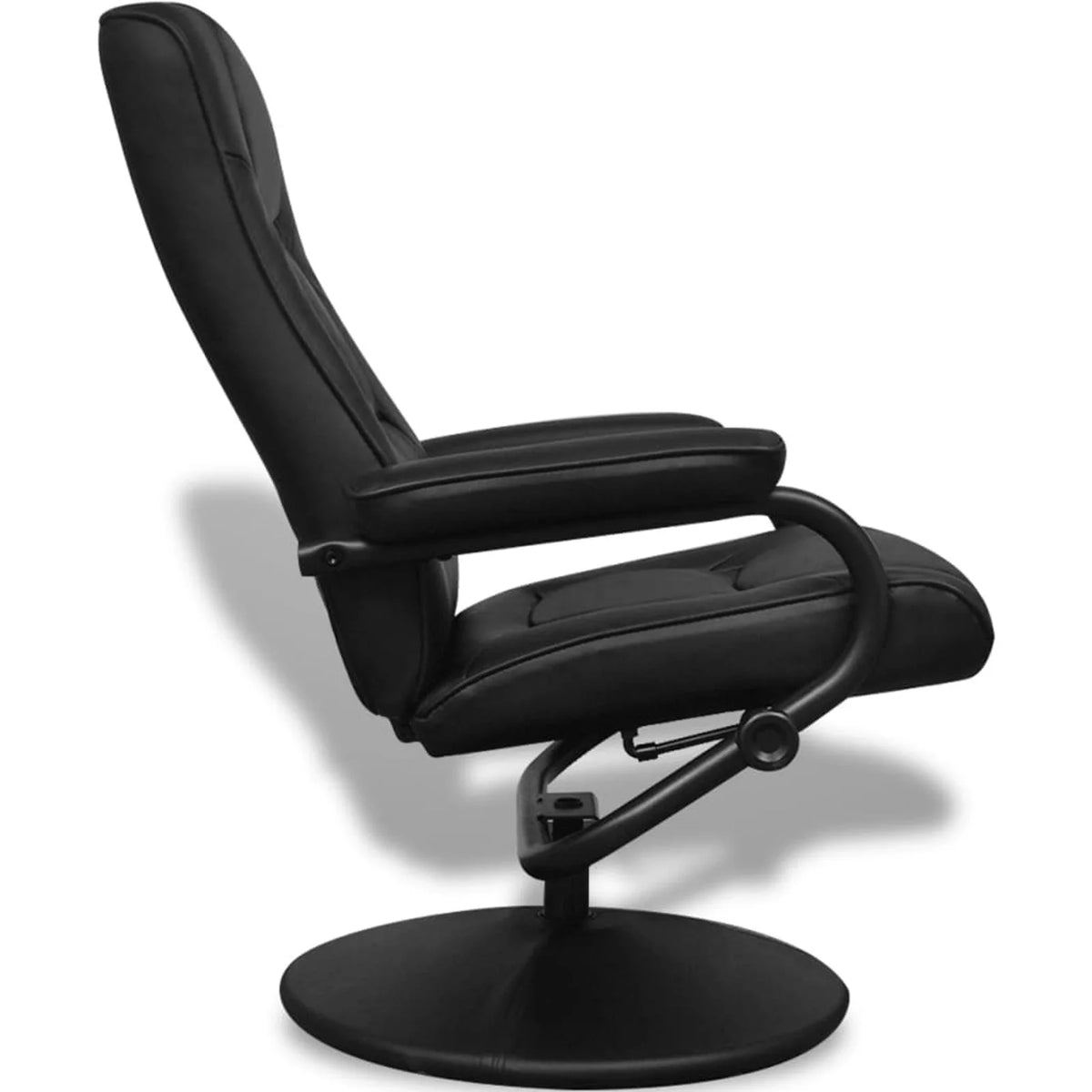 Black Faux Leather Swivel Recliner with Ottoman R477997