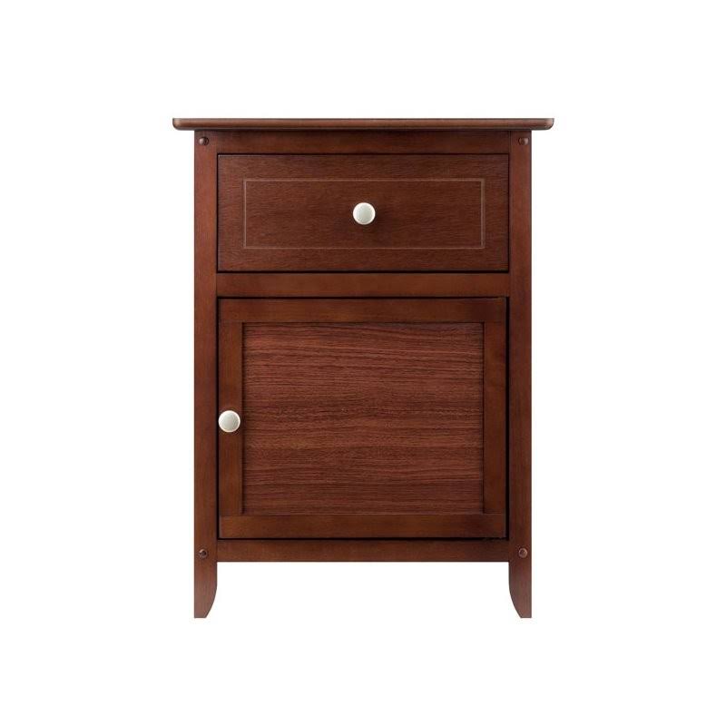 Antique Walnut Nightstand with Drawer and Cabinet K266999