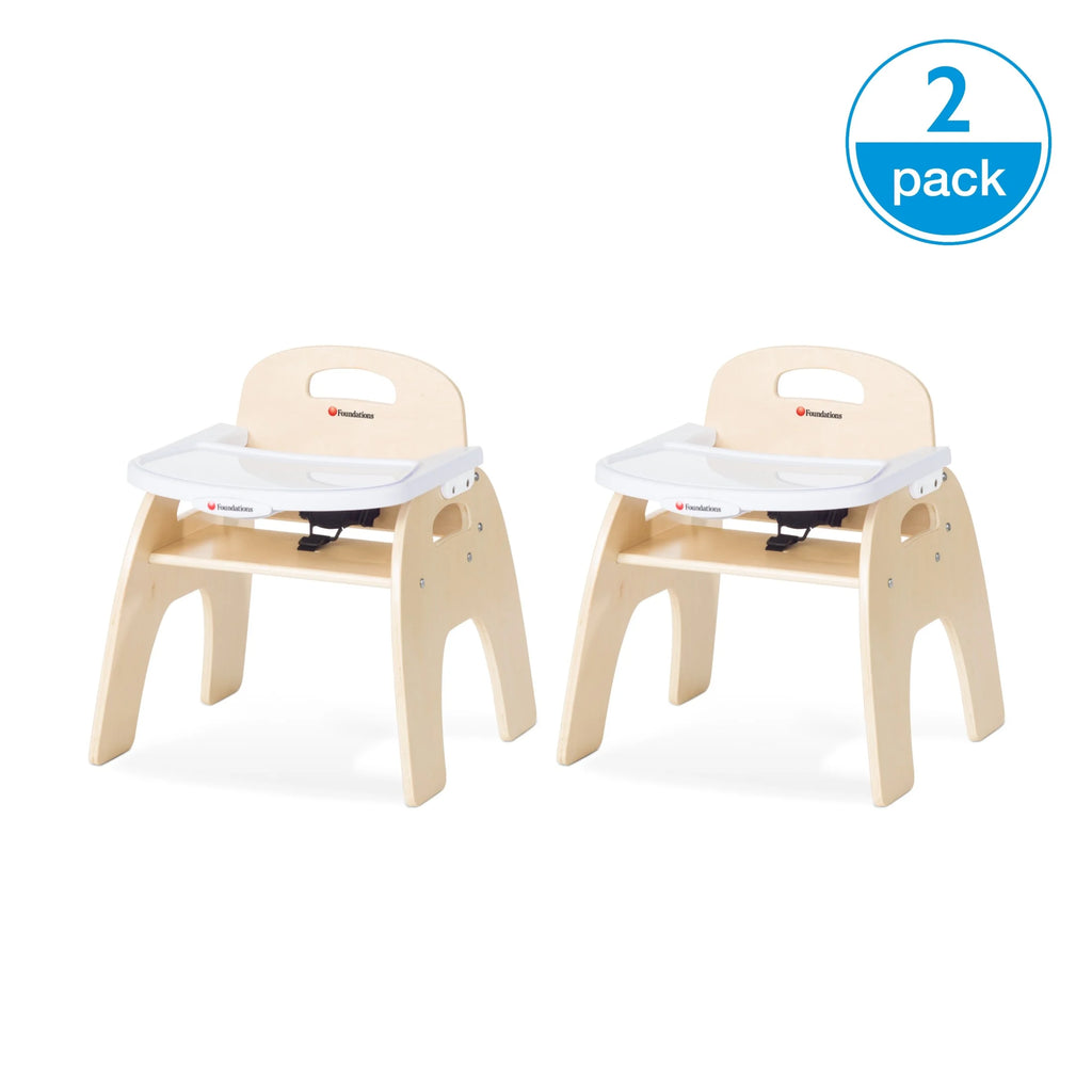 11" Low Wood Feeding Chairs with Dishwasher Safe Tray, 2 Pack D9272