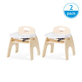 11" Low Wood Feeding Chairs with Dishwasher Safe Tray, 2 Pack D9272
