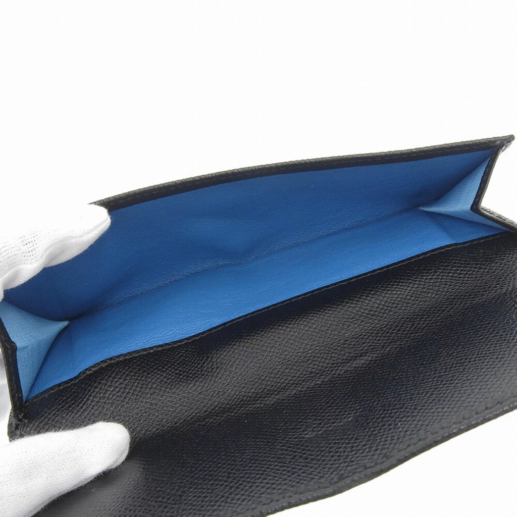 Pre-Owned Black Leather Long Wallet X21551