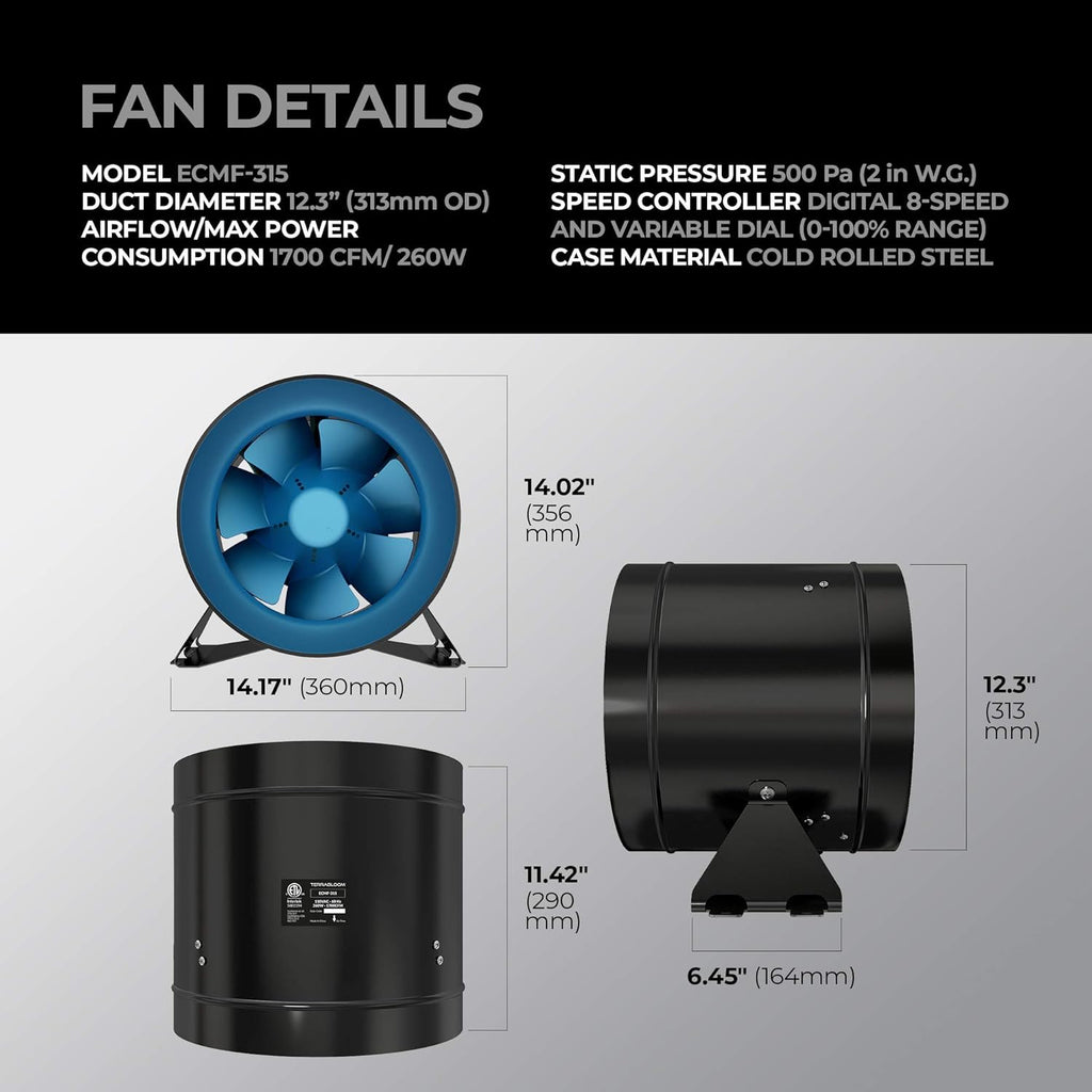 10 Inch Inline Duct Fan with Variable Speed Controller K501572