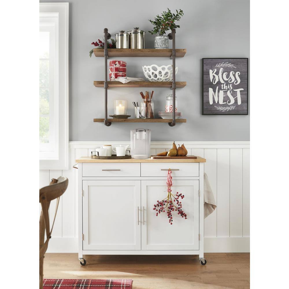 White Kitchen Cart with 2 Drawers T4288