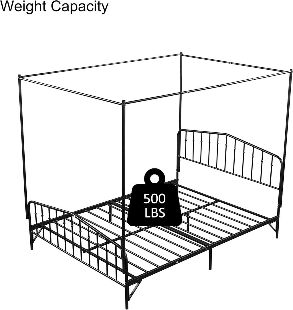 Black Queen Metal Canopy Bed Frame C49609
