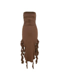 Irregular Ruffle Tube Dress Midi Skirt X72625