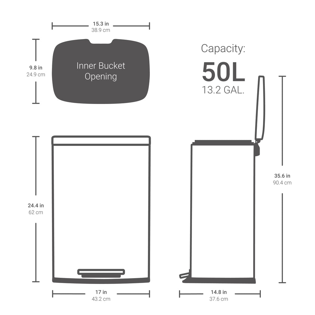 13.2 Gallon Rectangular Step On Trash Can Y940