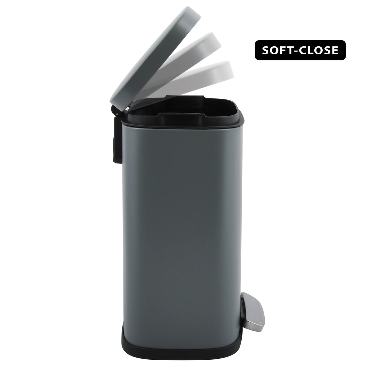 Matte Dark Gray Stainless Steel Step Trash Can G960