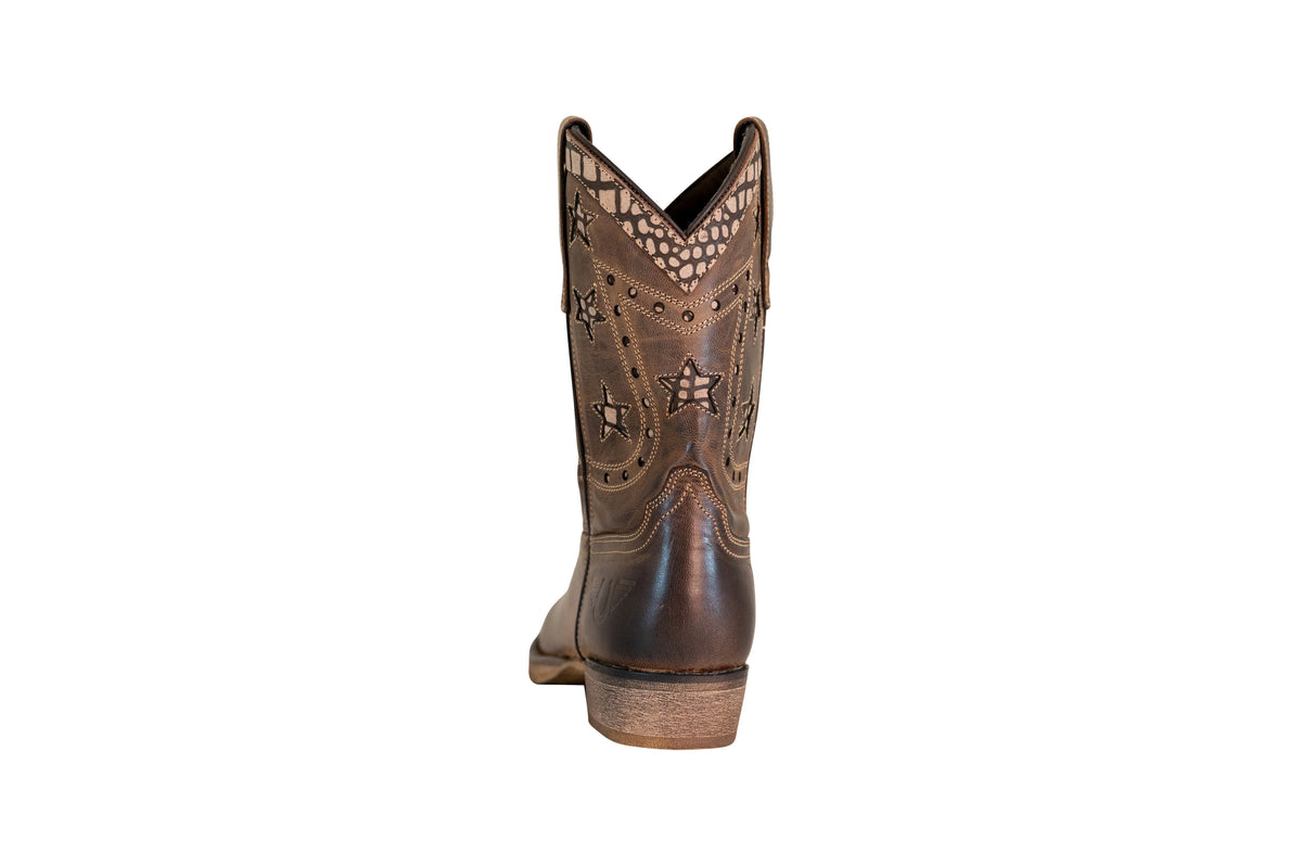 Brown Square Toe Western Boot J828