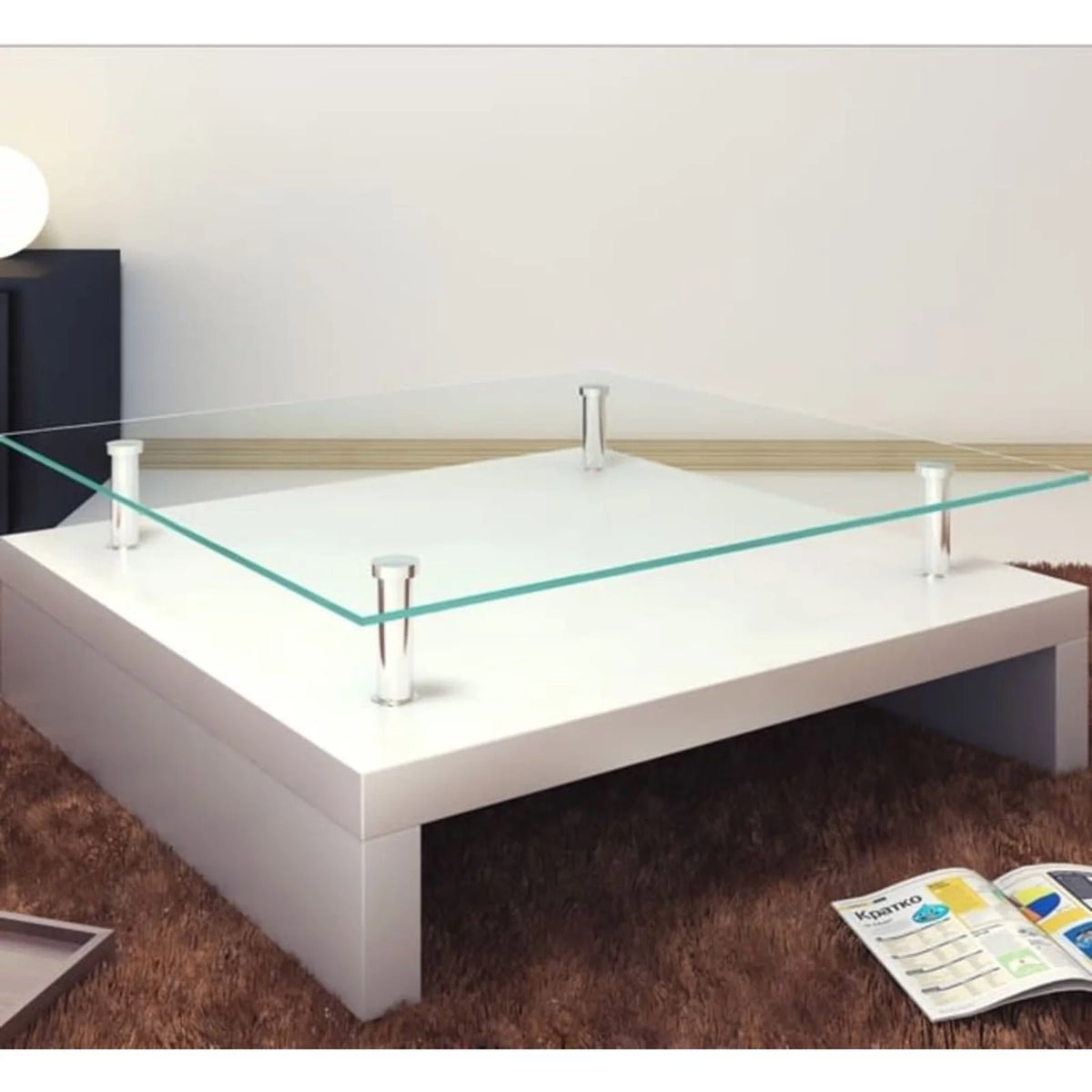 White Glass Coffee Table U562505