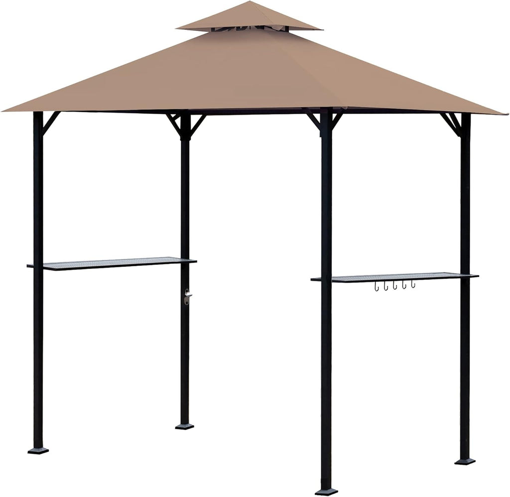 8 x 5 Ft Grill Gazebo with Steel Shelves and LED Lights X450503