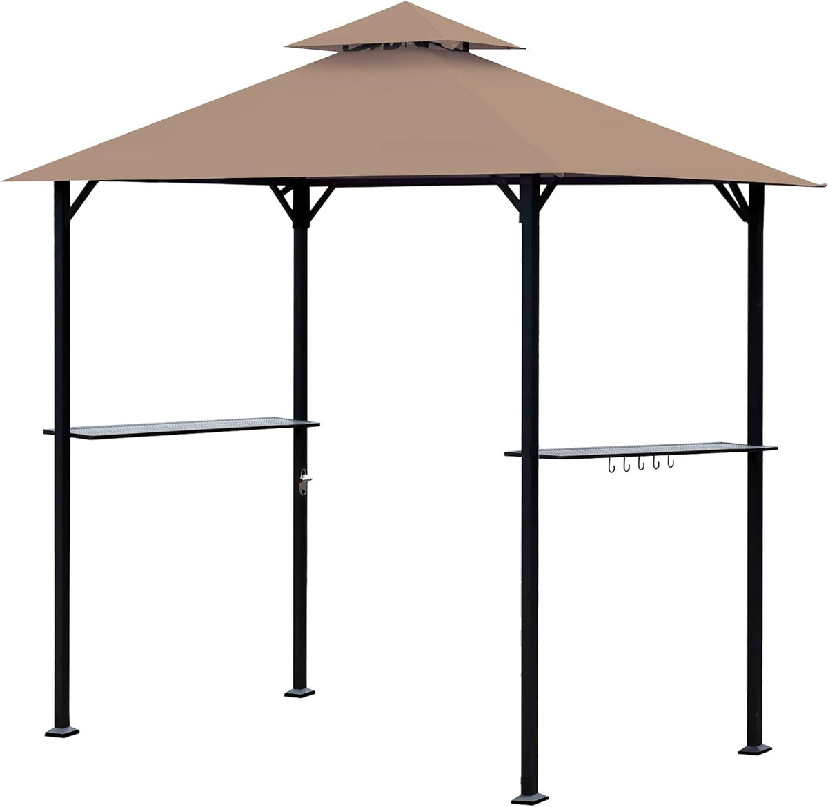 8 x 5 Ft Grill Gazebo with Steel Shelves and LED Lights X450503