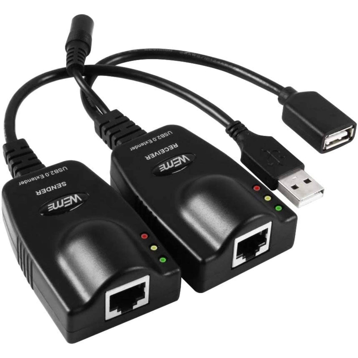 USB 2.0 Extender to RJ45 Over Cat5/5E/6 Connection Up to 100 Meter/328 ft Ethernet Extension Cable Type A Male to A Female U742354