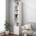 White 71 Inches Tall Narrow Corner Bookcase with Door H1005