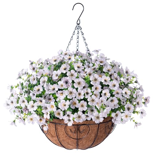 Faux Silk Hanging Plants Basket with Hotpink Daisy L395