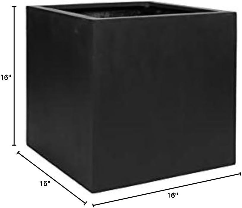 Black Fiberstone Square Planter L825