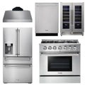 36 Gas Range, Range Hood, Refrigerator with Water and Ice Dispenser, Dishwasher, Wine Cooler N825639