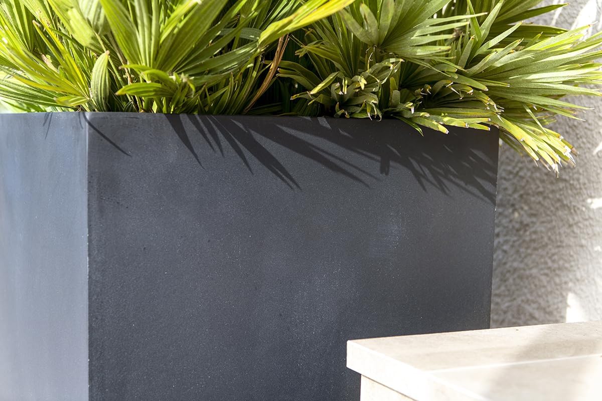 Black Fiberstone Square Planter L825