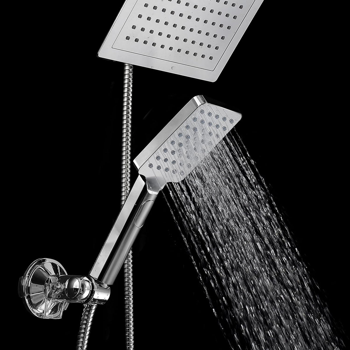 Chrome 9" Square Rainfall Shower Head / Handheld Combo, Pack of 2 G463383