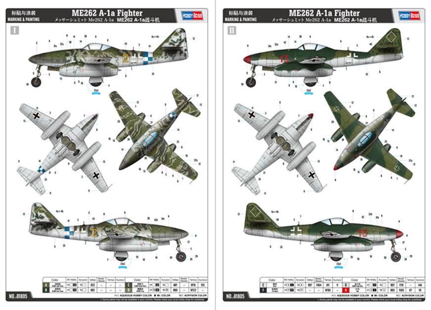 1/18 Scale Me262 A-1a Fighter Plane W822601
