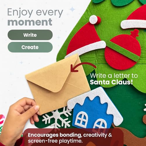 4-in-1 Felt Christmas Tree Wall Set with 32 Velcro Ornaments I842449