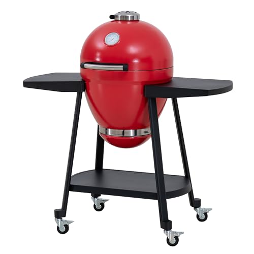 Navy Charcoal Kamado Grill with Pizza Stone and Wheels X443