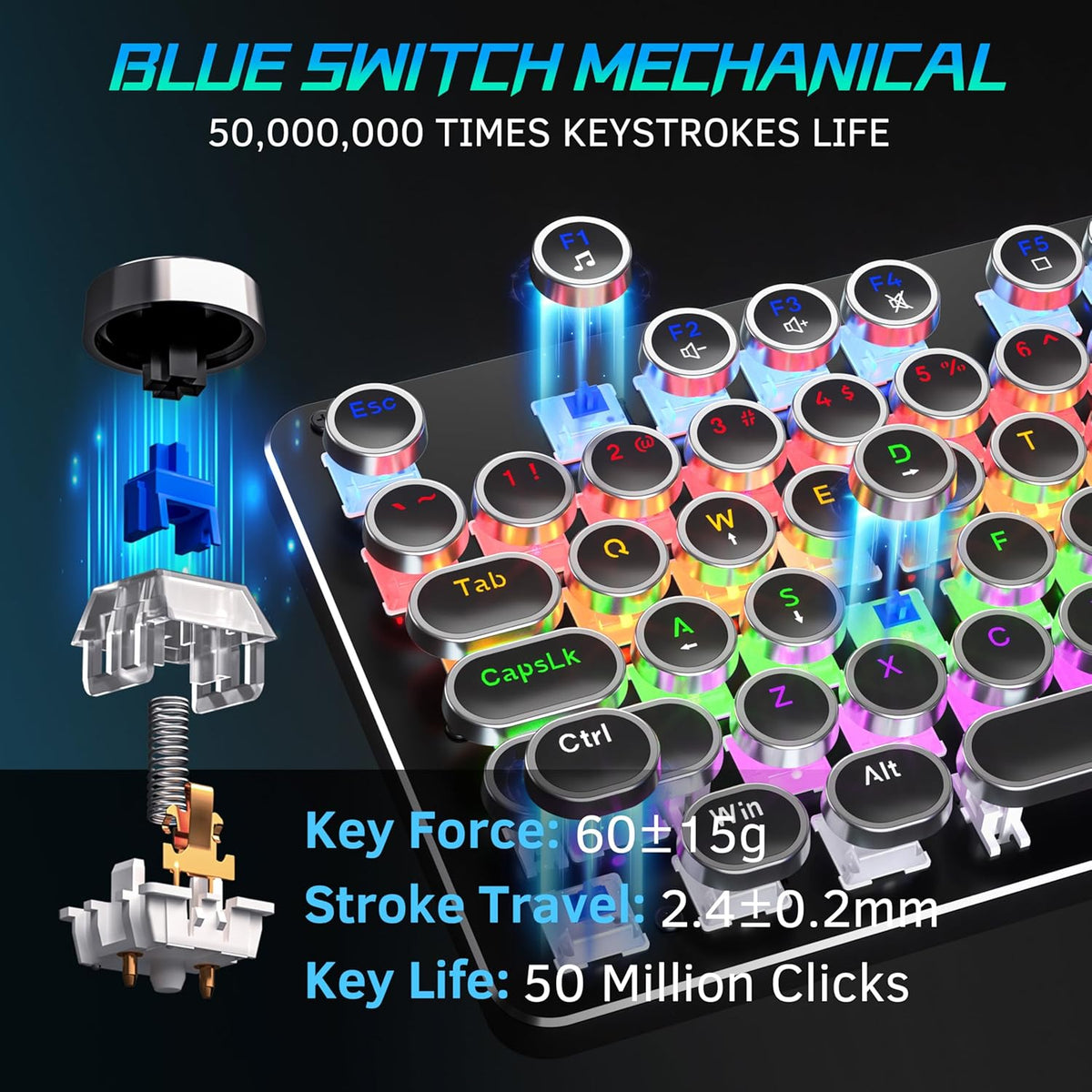 Metal Panel Retro Mechanical Gaming Keyboard and Mouse Combo with RGB Backlit 104 Keys G971