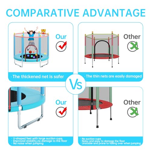 55" Trampoline with Safety Enclosure Net and Basketball Hoop K34568