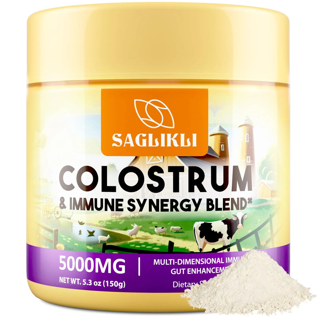 Grass Fed Bovine Colostrum Powder Supplement 5000 mg, 30 Servings V13964