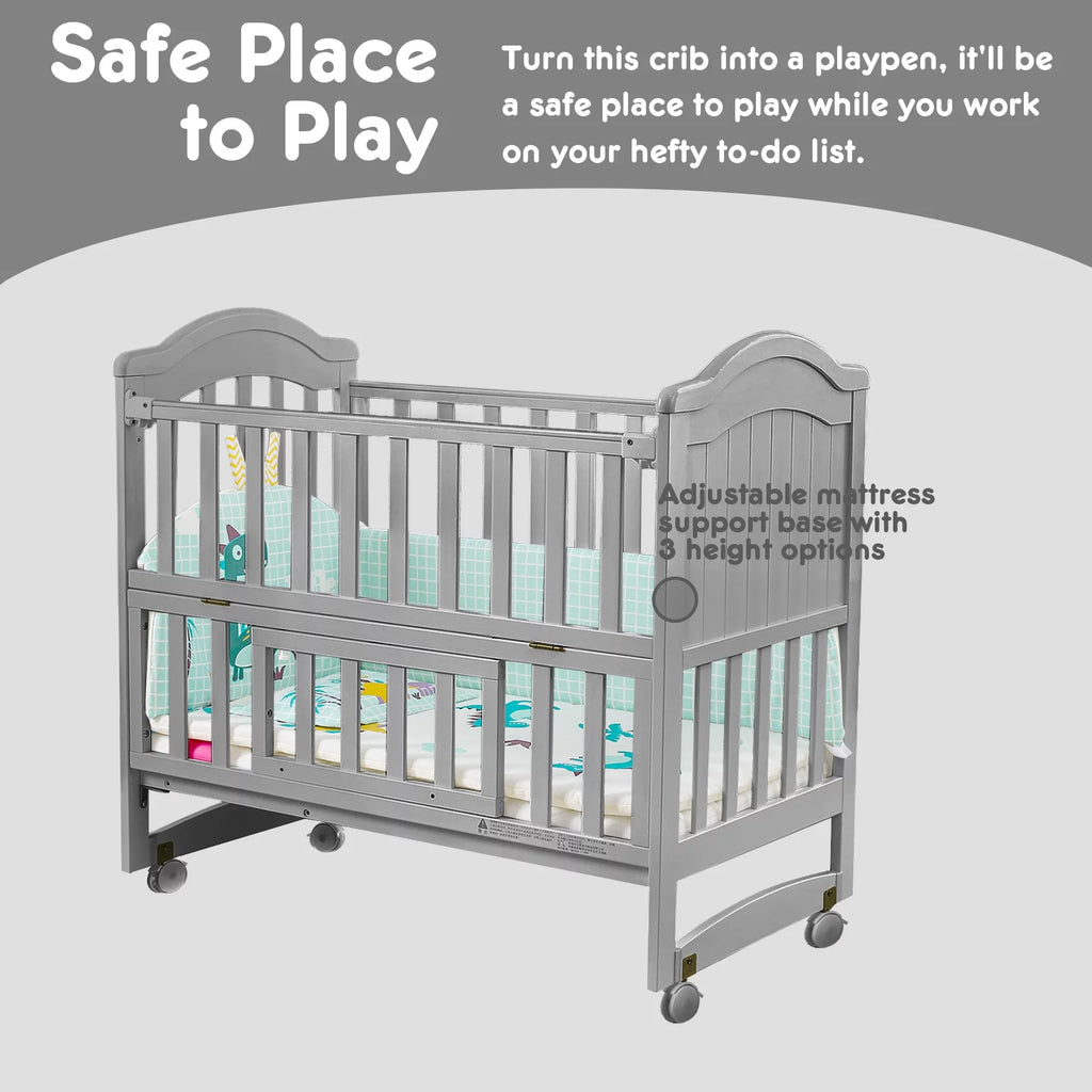 6-in-1 Convertible Mini Crib with Mattress and Mosquito Net A691289
