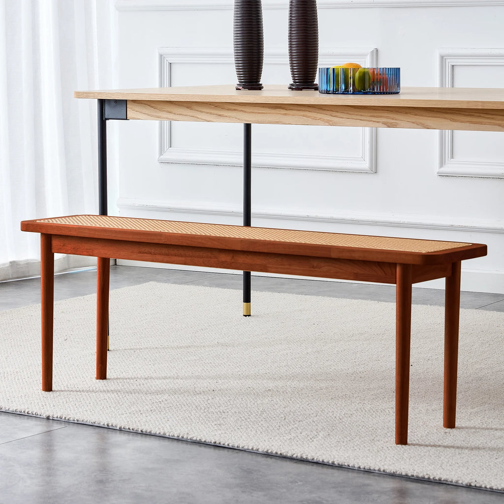 Solid Wood Rattan Woven Bench Q932