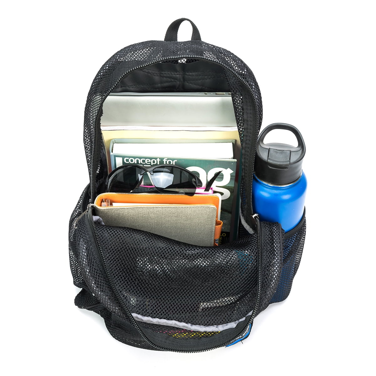 Black Mesh See Through School Backpack W1562