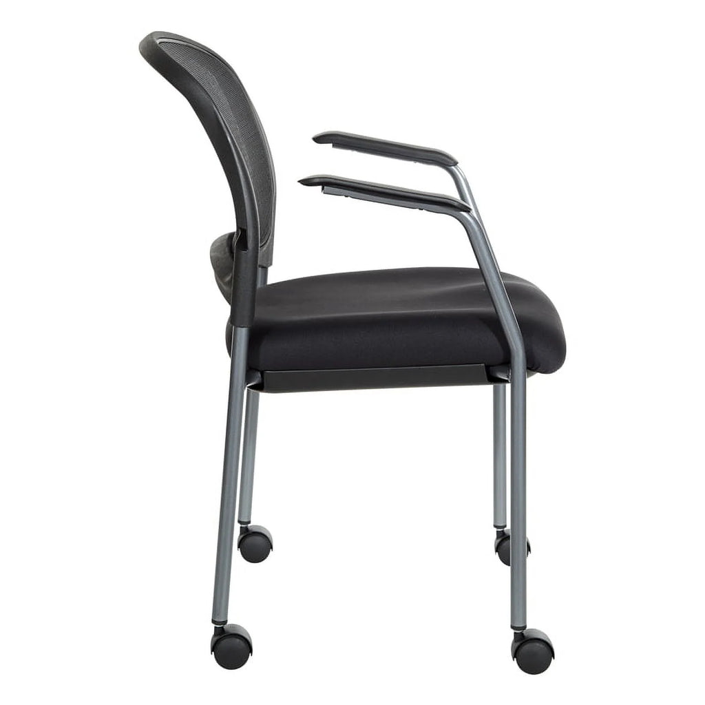 Black Fabric Rolling Visitors Chair S393