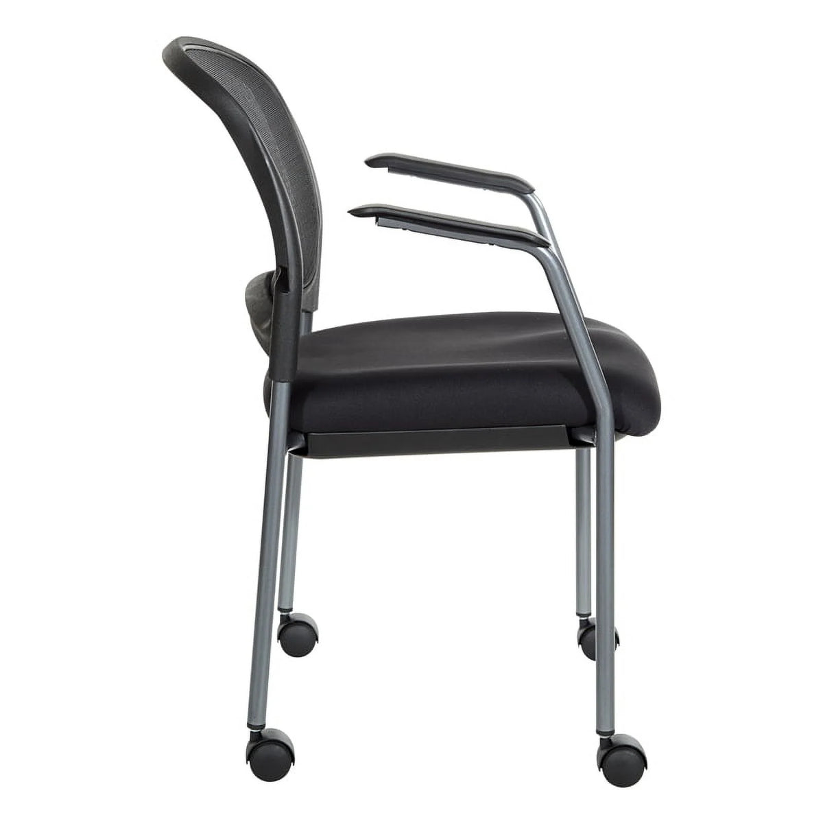Black Fabric Rolling Visitors Chair S393