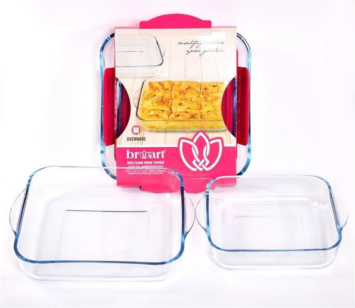 Set of 2 Large Oven Safe Square Glass Baking Dish Q8614