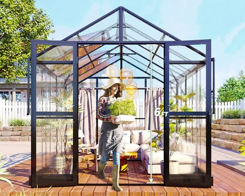 Black 8x10x7.5 FT Aluminum Polycarbonate Greenhouse E119