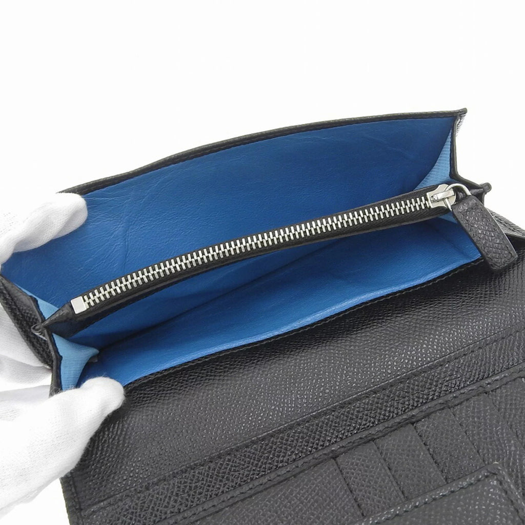Pre-Owned Black Leather Long Wallet X21551