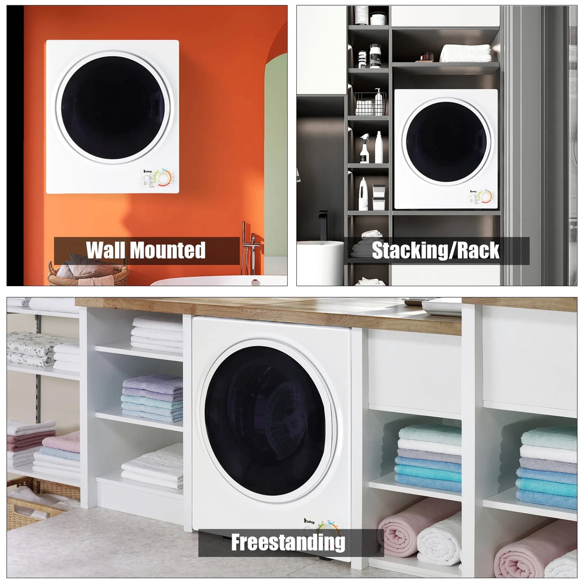 850W 1.6cu ft Front Load Electric Clothes Dryer with Stainless Steel Tub Q258370